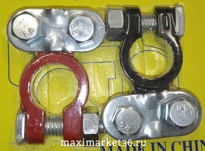 Клемма аккум латунь блистер деш. IN-038 красно-чёрные