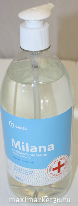 GRASS Средство для мытья кожи рук "Milana" антибактериальн с дозат. (флакон 1000мл)(жид. мыло)125435