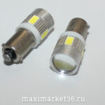 Автолампа T4W (BA9s) 6 SMD (5730) WHITE 24V + ЛИНЗА Д / X0099-24V