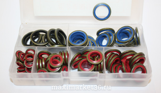 Набор прорезиненных шайб 6 размеров (100шт) -1943 PR-0462