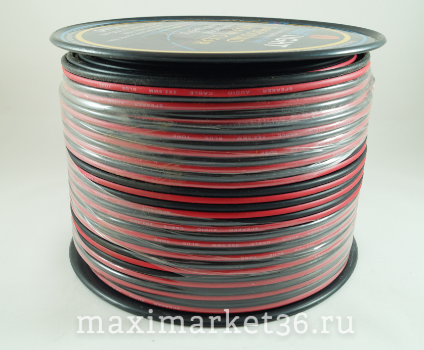 Провод двужильный акустич. медный 2Х2,5мм в изоляции 100 метров (красно-чёрный) PR-0316