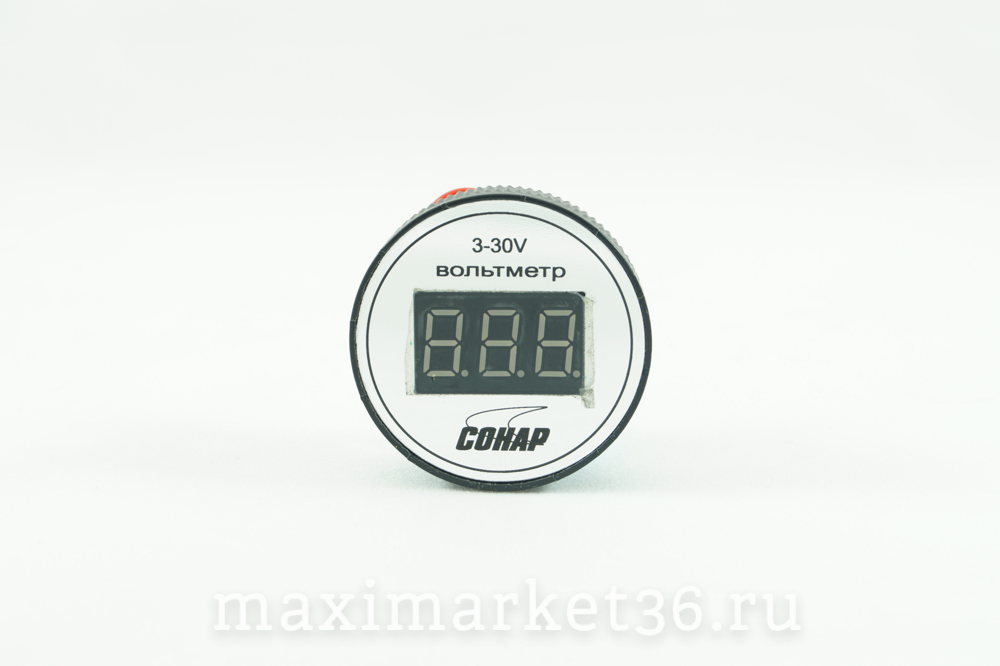 Вольтметр автомобильный круглый герметичный ,крепление --ВИНТЫ "АВРОРА" 3-30V (СОНАР)