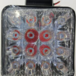 Фара диодная-ходов.огнь 16 SMD МИНИ КРАСНАЯ 48W 10-30V ( 1 ШТ ) чёрн.корп 85х85мм G0183-R