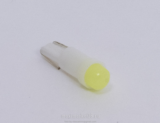 Автолампа W1.2W (W2*4.6d) 12V 1 SMD COB керамика WHITE X0047