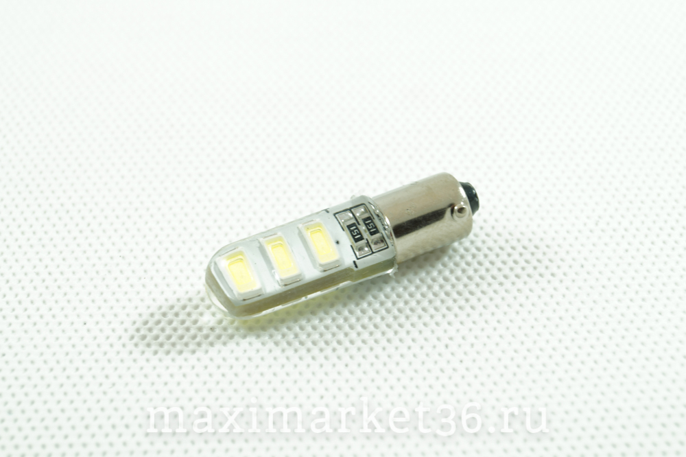 Автолампа T4W 6 SMD 5730 керамика в СИЛИКОНЕ диод12V цоколь габарит X0092 Д
