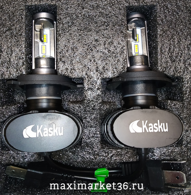 Лампа LED Headlight"S1"диодная H4 3800LM(12-24V)ПАРА Kasku(сер/чёрн) без вентилятора36W 8--48V -4358