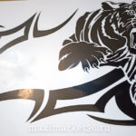 Наклейка боковая "ТИГР" 35х45 цвет чёрный на угол окна груз. машины ПАРА 51505 (05636)