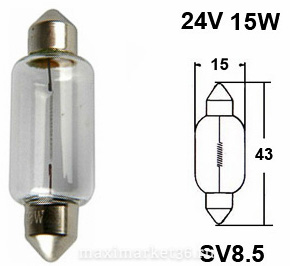 Автолампа C15W(ТОЛСТАЯ МОЩНАЯ) (SV8.5/8) T15х43мм софитная (салонная) 24V ELF / TUGSRAM