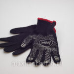 Перчатки ШЕРСТЯНЫЕ осень-зима х/б с ПВХ точкой (черн/оранж)