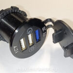 АЗУ на 3 USB (3,0+2,4А+2,4А) врезное c резиновой крышкой 10Вт 12-24В GH-DS126 A3752 4387