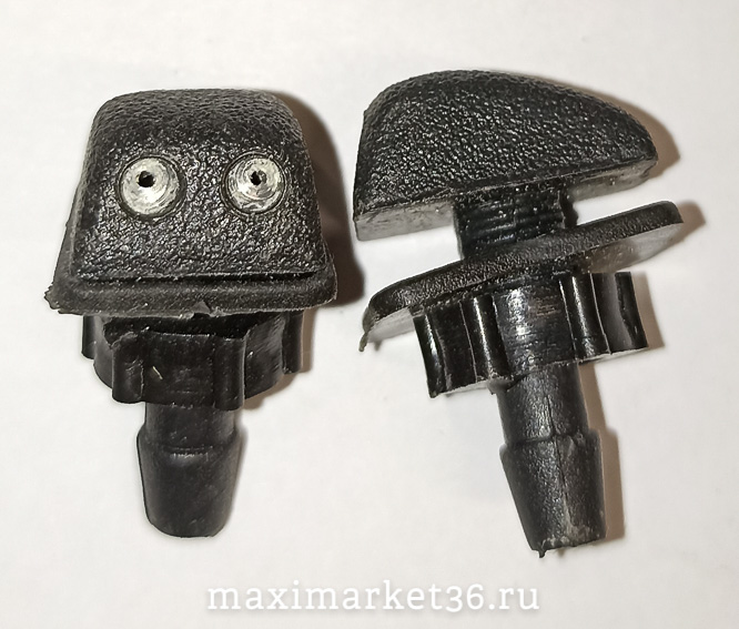 Жиклёр омывателя квадр ЧЁРНЫЙ. (2-ой) на гайке лоб. стекла / 20шт