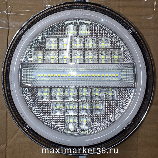 Фара диодная-ходов. огни JR-247(07) 1шт 60 W на НИВУ ближ+дальн + габар+повор (КРУГЛАЯ)G0148