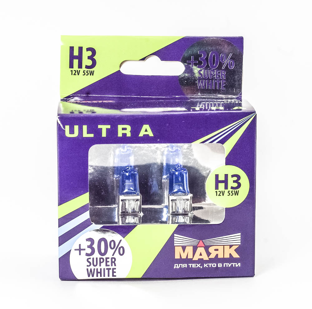 Автолампы H3 (12-55) PK22s S.White+30% МАЯК УЛЬТРА new 4630010932433