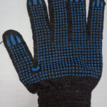 Перчатки ХБ с ПВХ 4 нити (белые/чёрные.+точка+) БЕЛОРУСЬ