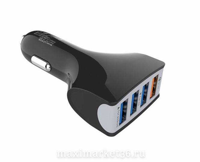 АЗУ(штекер прикур) с 4 USB 7А QUICK CHARGE (БЫСТРАЯ ЗАРЯДКА) CARLIVE чёрный 4959 (b865)ДЖ