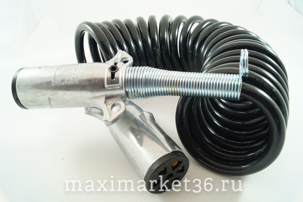 Кабель электрический эластомер 5.5м металлический с пружиной 7-пиновый чёрный -3841 PR-1282 (0603)