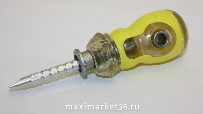 Отвёртка двухсторонняя короткая с БОКОВЫМ ОТВЕРСТИЕМ "Бочка" OT-012