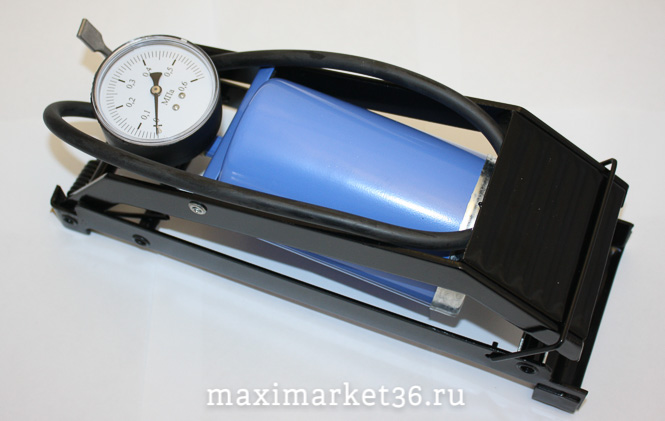 Насос ножной металлический с манометром (1 цилиндр) Китай(зелёный) MAAS