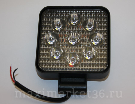 Фара диодная-ходов.огнь 9 SMD МИНИ 27W-S 10-30V(1ШТУКА ) КВАДРАТНАЯ чёрн.корп( G0003-MINI) PR-1084