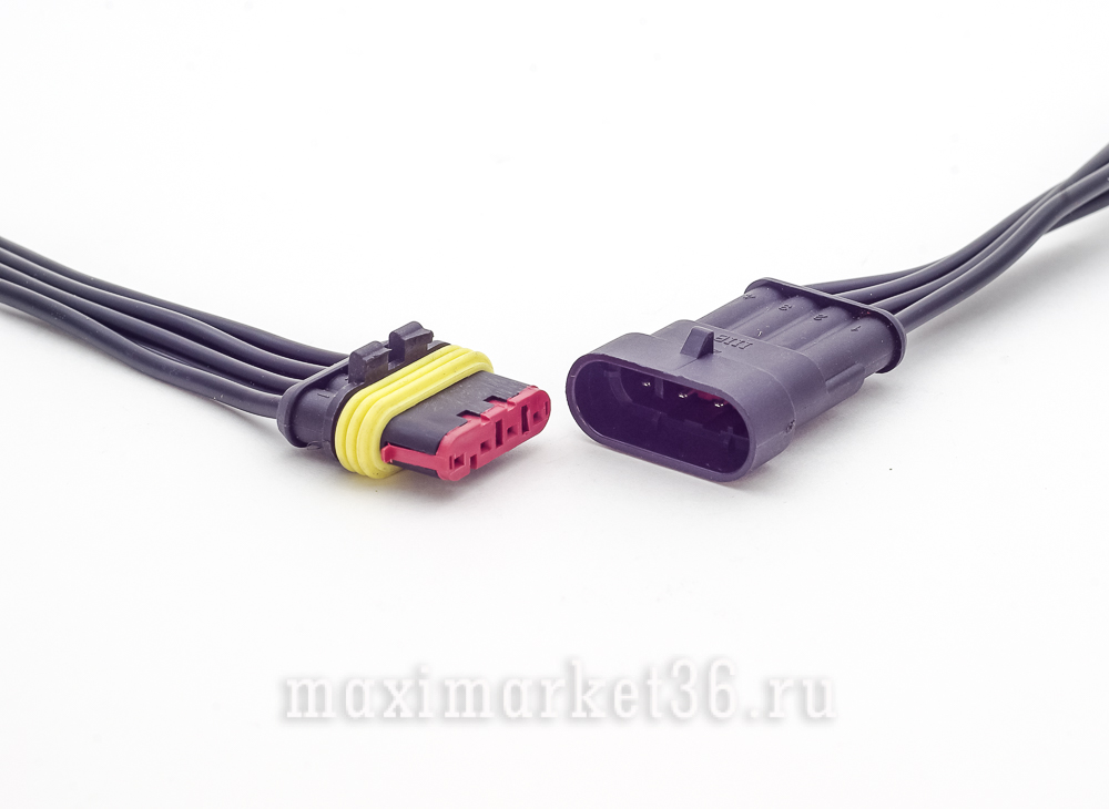 Разъём проводки 4- ой с проводами ГЕРМЕТИЧНЫЙ (на иномарки) (пара-папа+мама) PR-0346