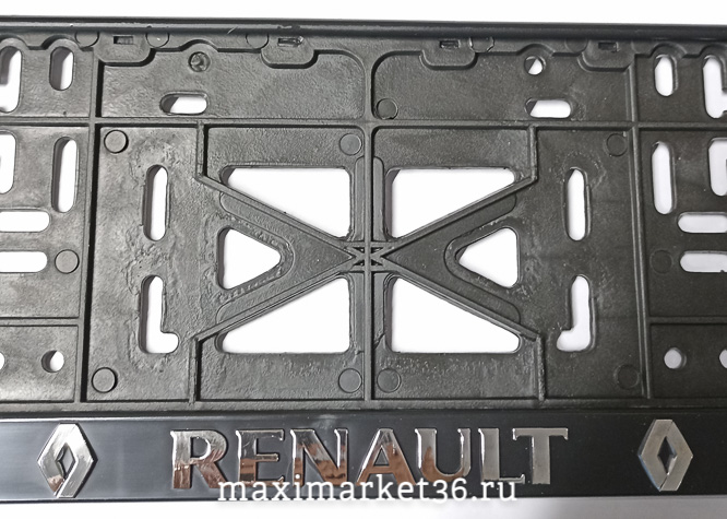 Рамка номерного знака SILVER с защелкой и надписью "RENAULT" рельефная /1/30