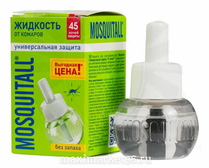 Жидкость от комаров 45 ночей без запаха MOSQUITALL /48шт