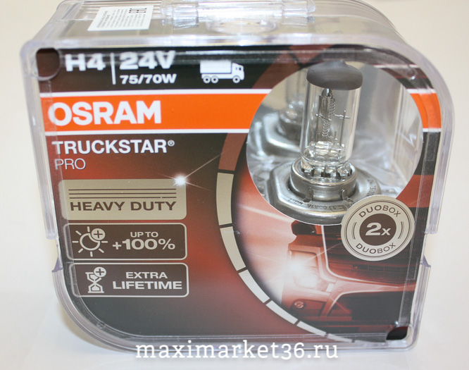 Автолампы H7 (24-70) PX26d+100% TRUCKSTAR PRO (EUROBOX, 2шт) 24V OSRAM (К)