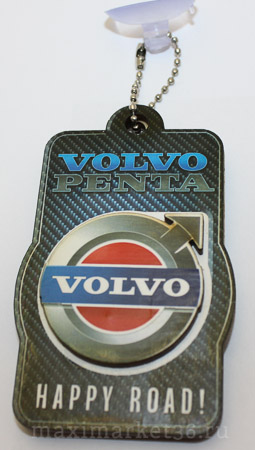 Подвеска ЦВЕТНАЯ VOLVO прямоугольная выпуклая деревянная на присоске