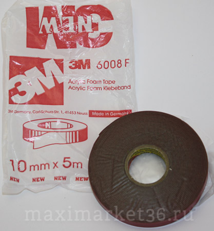 Скотч 2-сторонний красный 20мм "3М" (СЕРАЯ ОСНОВА) 5 метров/6 6008F