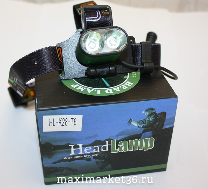 Фонарь налобный 2 led аккумулятор.(зарядка с USB на MICRO USB) HL-K28-T6 (FA K28 T6)