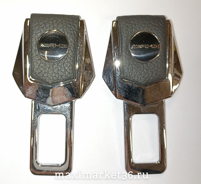 Заглушка -отключатель ремня безопасности МЕТАЛЛ+КОЖА с логотип.AMG CK-0116 (ПАРА)