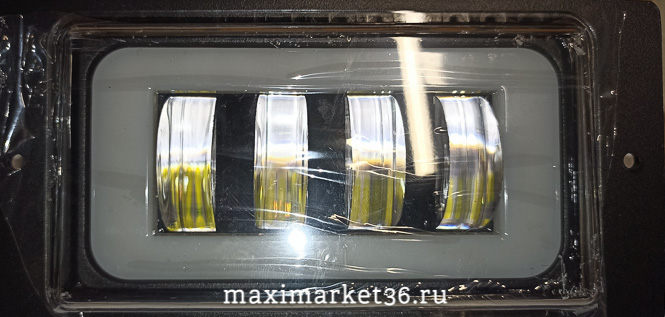 Фара диодная-ходов. огни 4 COB диодов ЛИНЗЫ+ неон.рамка 40W КОМПЛ(,чёрнКВАДРАТНЫЕ) 2111-LED GQ