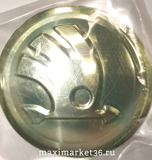 Наклейки на колпак ступицы с эмблемой D=56мм SKODA (4шт) ВЫПУКЛЫЕ ХРОМ