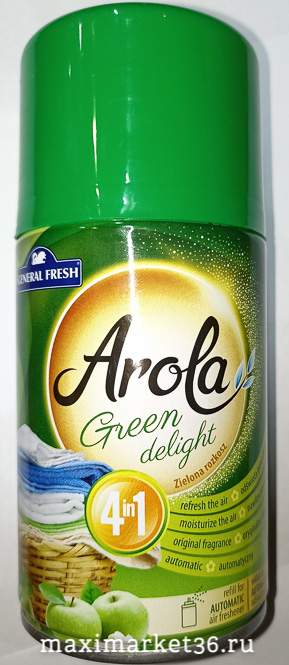Освежитель воздуха-ароматизатор AROLA-GREEN DELIGHT балон-распылитель 250 мл